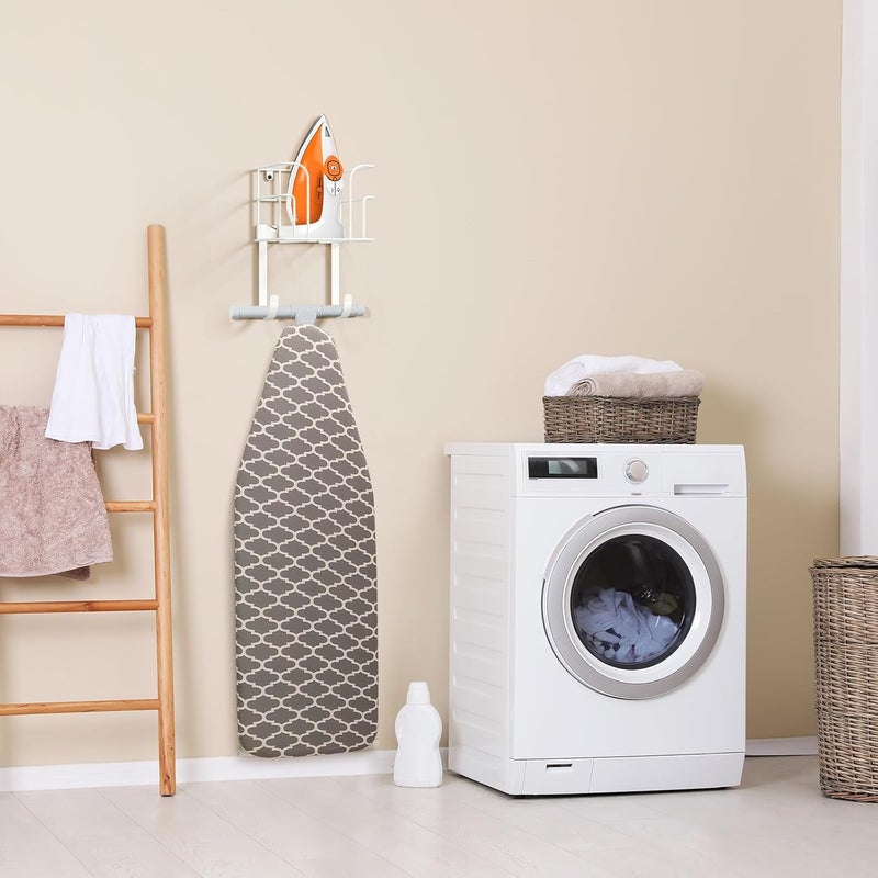 ORLESS Over The Door/Wall Mount Ironing Board Hanger, Laundry Room Iron and Ironing Board Caddy Storage Holder (White) - Image 4